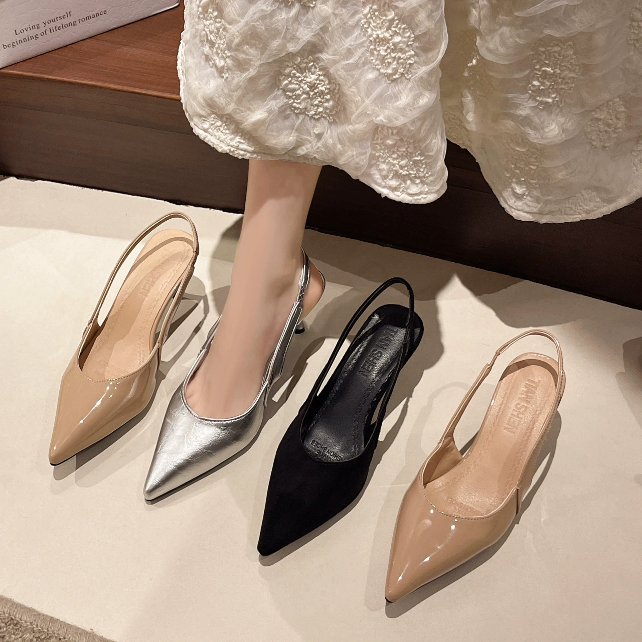 Французские нишевые туфли на высоком каблуке для женщин 2025 весна новые элегантные женские замшевые туфли с острым носком на шпильке балетки