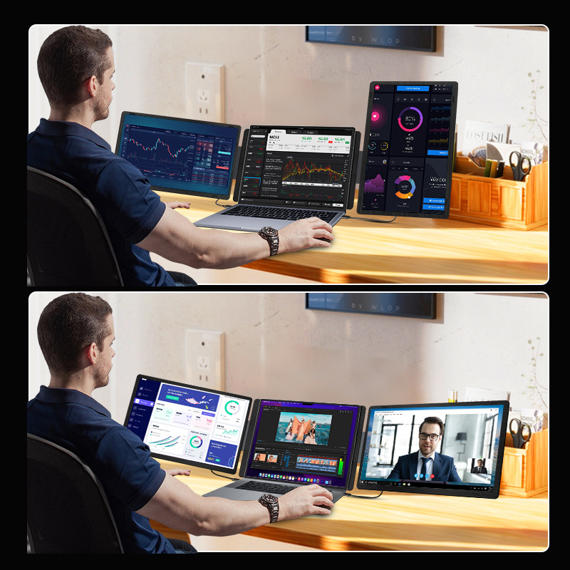 pantalla portátil de doble línea de doble pantalla conmutación horizontal y vertical de doble pantalla subpantalla de computadora portátil