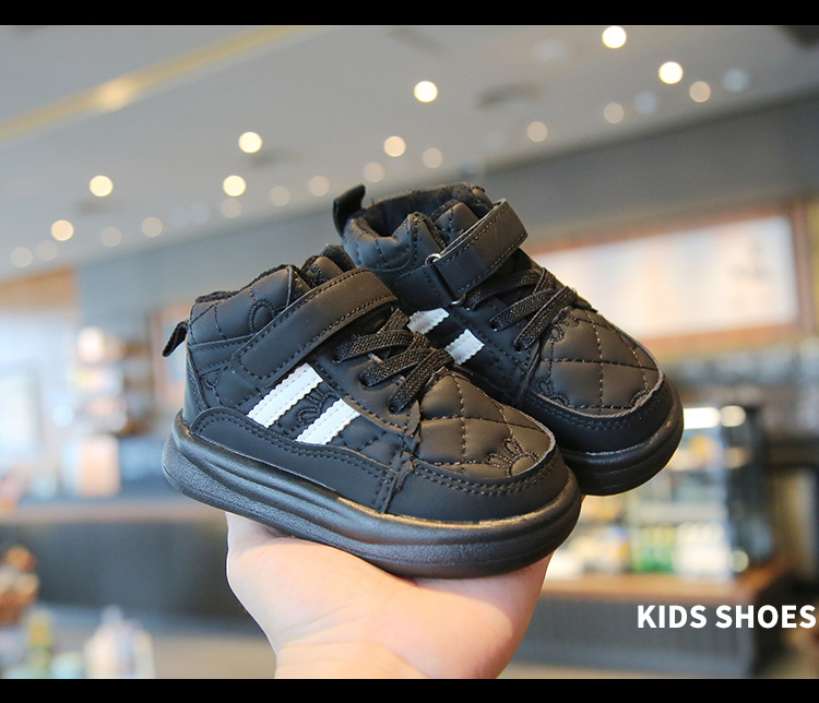 Winter children's sports with plush thick board warm bread men's and women's shoes, waterproof shoes_voghion.com