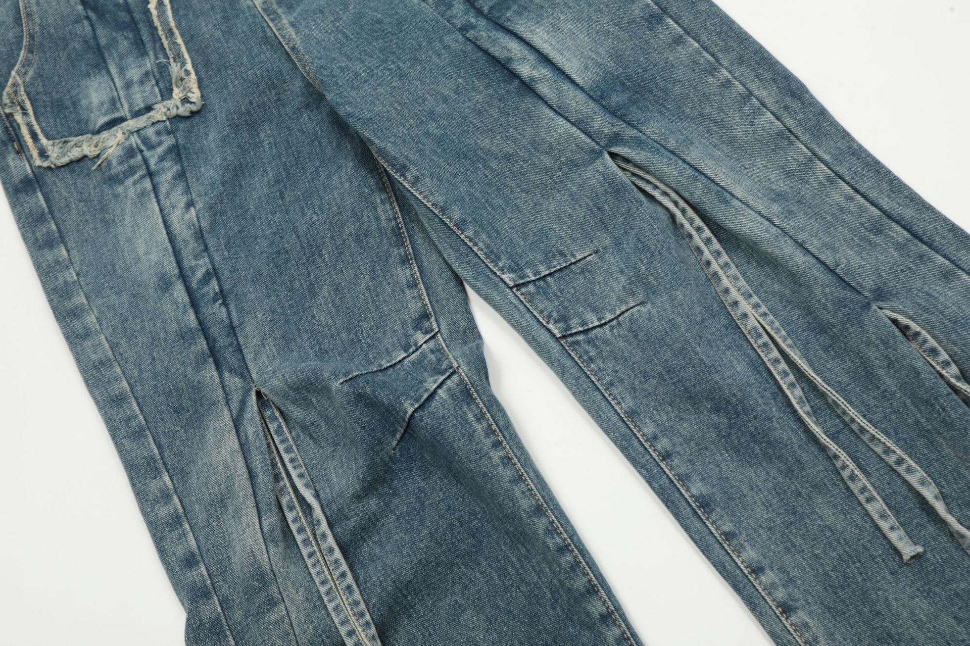 Vêtements pour hommes EONMODISH | Nouveau produit d'automne 2024 Pantalon de cow-boy délavé à l'eau à la mode American High Street_voghion.com
