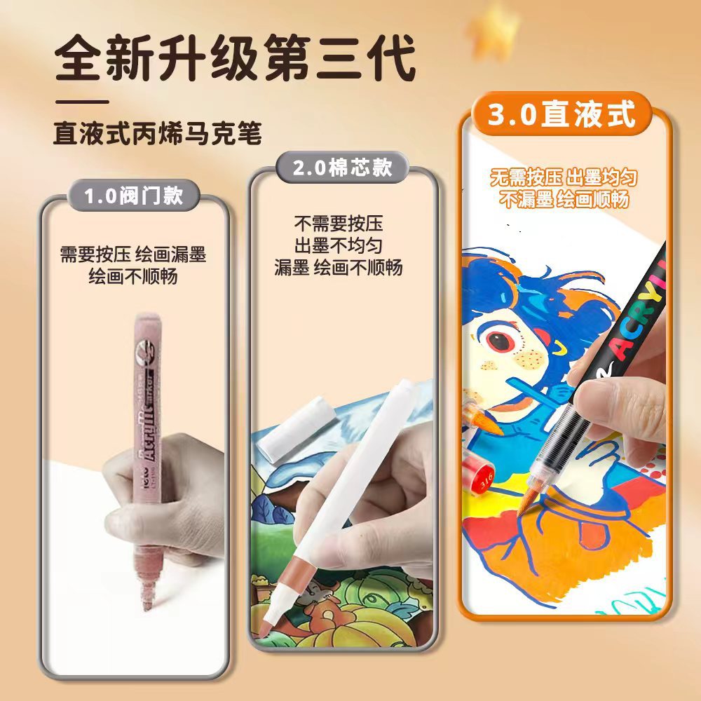 Marcador acrílico directo 280 colores a todo color Pincel de color grande profesional de arte lote en stock