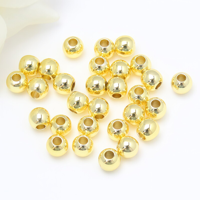 14K gold-wrapped color-preserving beads lucky beads small gold beads glossy solid beads diy jewelry handmade beaded loose beads
