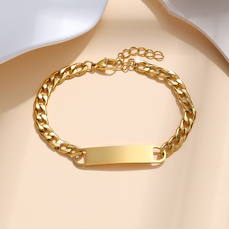 Korean-Style Couple Fashion Titanium Steel Tail Chain Accessories, Simple Curved Stainless Steel Bracelet, Ready Stock Jewelry Wholesale