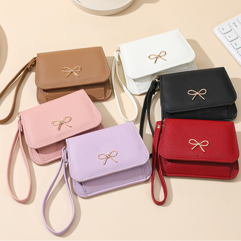 Cross-border Hot-selling Portable Coin Purse Card Bag Women's 2025 New Litchi Pattern Zipper Soft Leather Small Money Bag Trendy Coin Bag