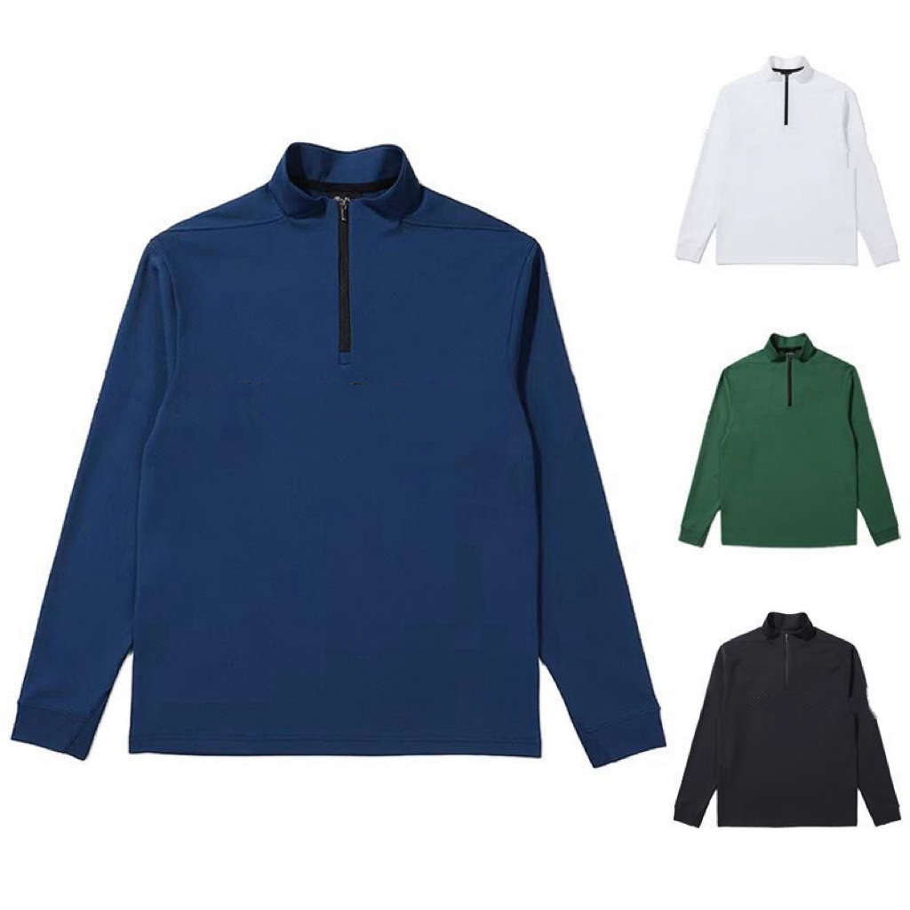 25 Korean Golf Men's Clothing Long-Sleeved Half Turtleneck Lightweight Outdoor Sports Casual Versatile Zipper Letters