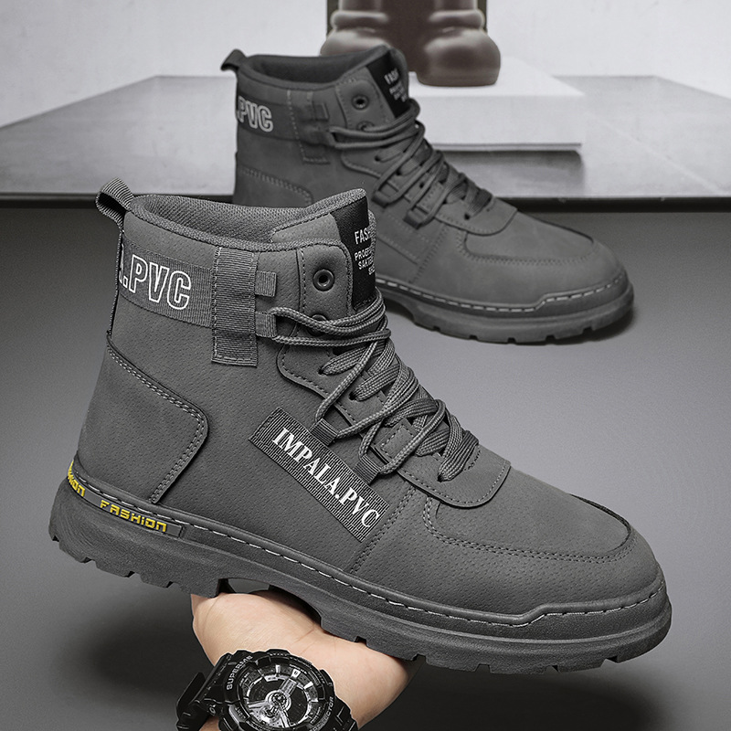 Primavera de zapatos de hombre de alta altura 2026 invierno deportivo ocio impermeable antiderrapante zapatos resistentes al desgaste para hombres botas Martin ropa para hombres