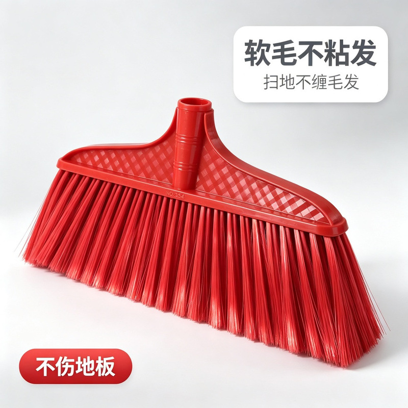 Soft-bristled broom heads (10 pieces minimum) paired with wooden or stainless steel handles, multi-functional cleaning broom and dustpan