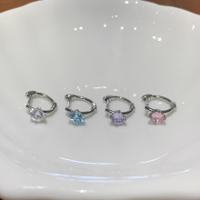 新款医用钛钢彩色直杆耳扣耳饰爆闪锆石设计感耳圈养耳洞简约耳环