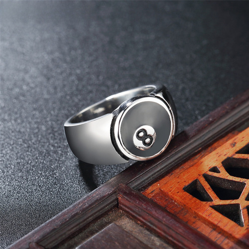 R0778-NK01 New Men's Titanium Steel Ring Pool 8 Blank Ball Ring