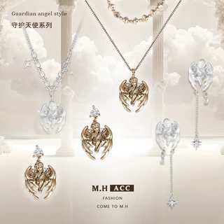 【定制】守护天使系列耳环女时尚复古冷淡风精致个性耳钉百搭耳坠