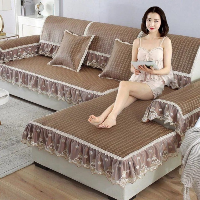 Sofa Cushion Summer Mat Bamboo Mat Anti-Skating Silk Cushion Summer Sofa Cover Nailed