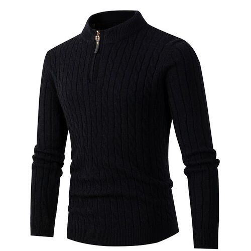 Half-height cowl neck new British style men's knit turtleneck sweater winter import zipper knit sweater for men