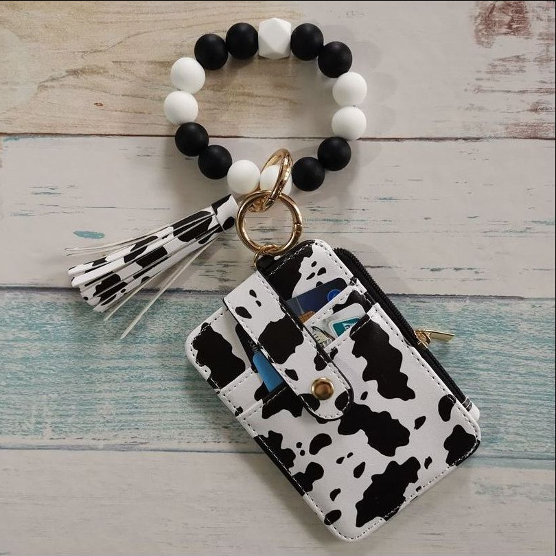 95g Weight Keychain Classification 1 Piece Quantity Casual, Daily Occasion Leather Material Flower, Leopard Pattern Women's Gender Cute Style Cute Flower Leopard Leather Women's Keychain 7