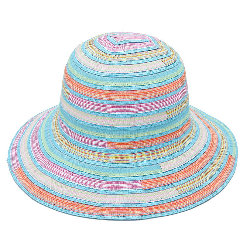 Beach Style Big Eaves Rim Women's Beach Stripe Big Eaves Straw Hat