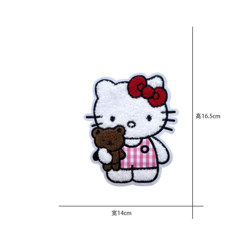 Cartoon al por mayor bordado por computadora kt pegatinas de tela de gato Sanliogou diy pegatinas de parche tejido cesta de ropa adorno accesorios pegatinas