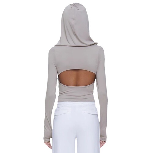 Women's European and American Cross-border Slimming Hooded Long-sleeved T-shirt Sports Top, Good for Losing Weight, Fitness, Running, Yoga, and Dancing, Can be Worn Outside