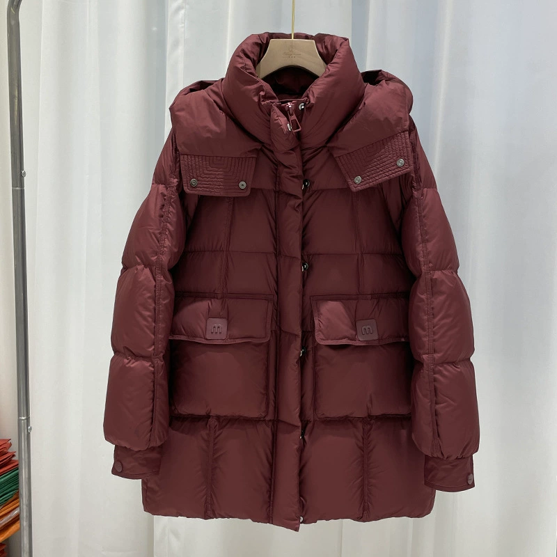 Quality long winter fashionable down jacket, mid-length, oversize