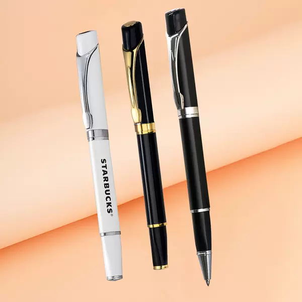 Triangle carving pen holder neutral oil pen black metal triangle signature pen laser company logo