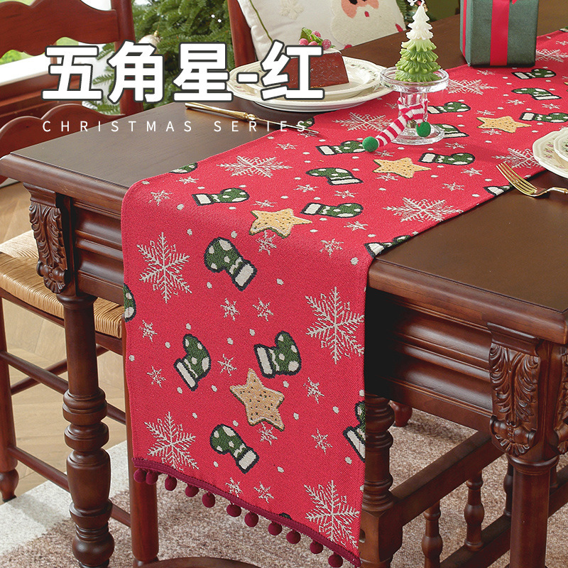 新しいクリスマススタイルテーブルフラグレッドライト高級西洋レストラン暖炉キャビネットロング布雰囲気テーブルフラグクロスボーダー配送|undefined