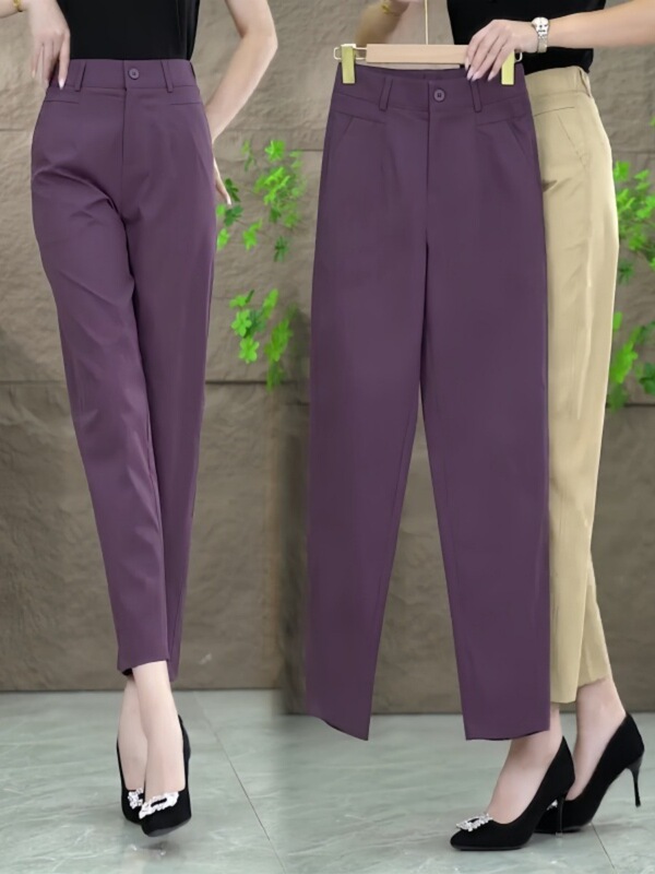 Ice Silk Cropped Pants Women's 2025 Summer Thin Casual Short Straight Harem Pants New Style Smoke Tube Pants
