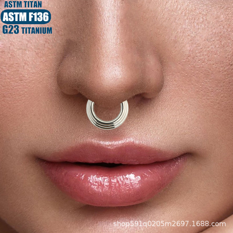 F136 Titanium Alloy 3-Layer Stacked Seamless Hoop Nose Ring Septum Earring Conch detail image 7
