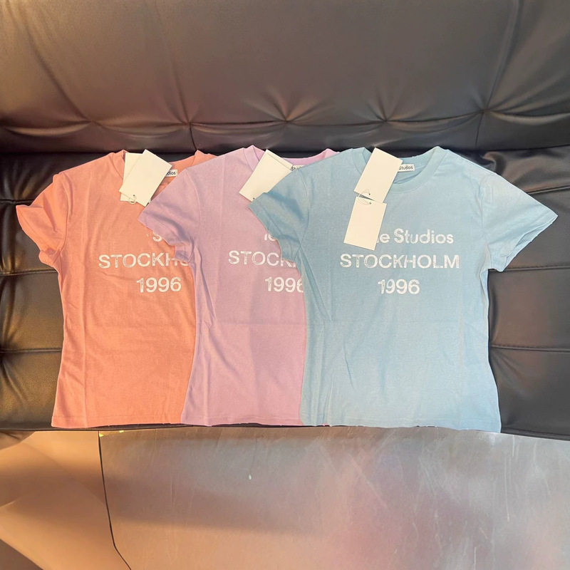 Letters Are Correct. Ac Brand 2026 Summer New Style Distressed Slim Fit 1996 Faded Slim Fit Round Neck Lightweight Regular Shoulder T-Shirt
