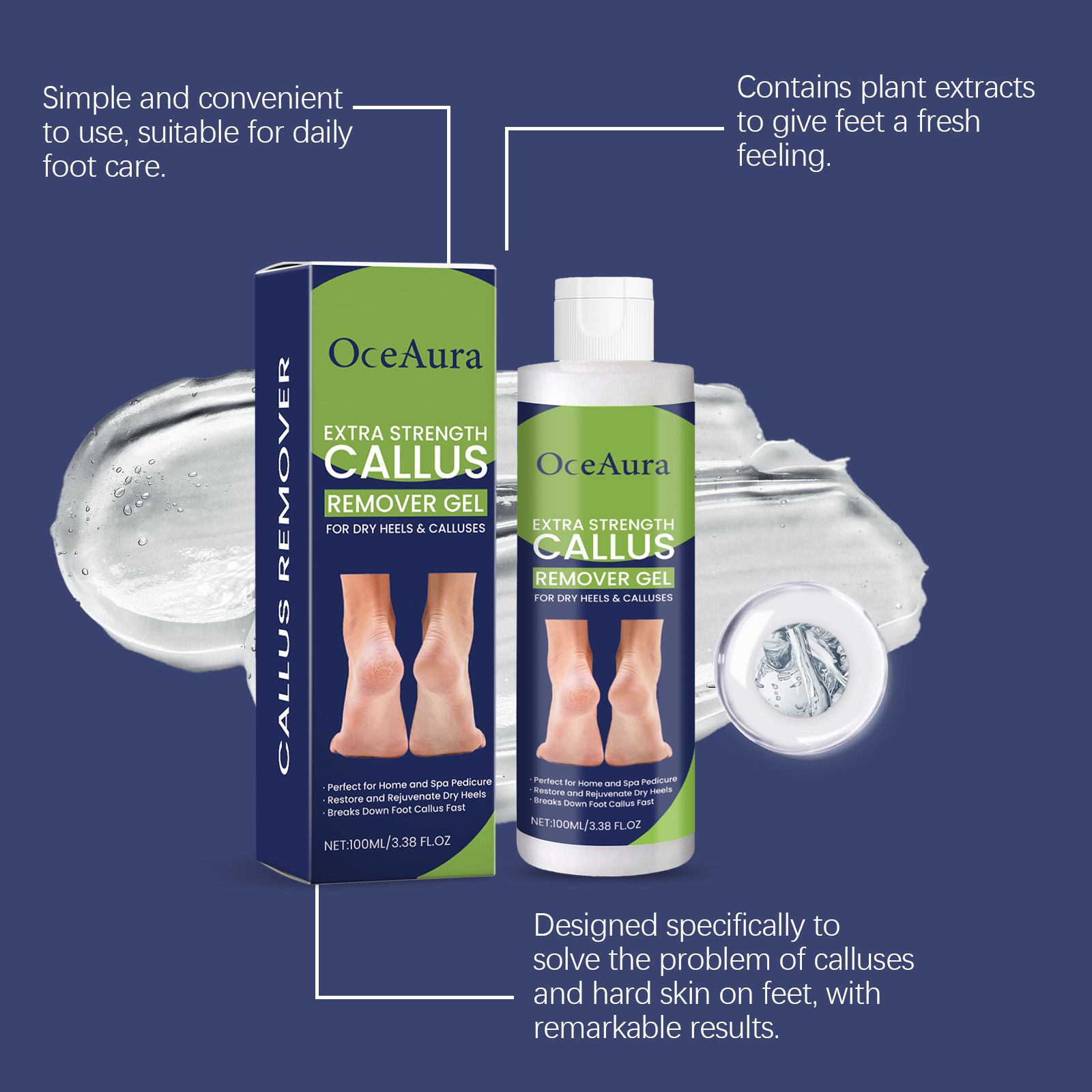 OceAura Fußpflege-Gel, sanft reinigendes, feuchtigkeitsspendendes Fußmassage-Pflegegel für die tägliche Anwendung_voghion.com