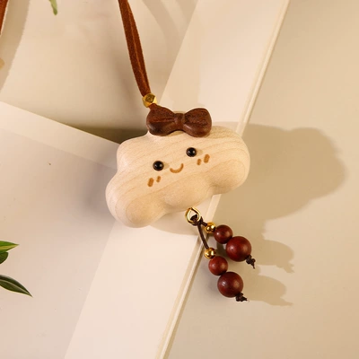 Cute Bow Cloud Solid Wood: Car hanging