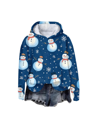 2025 European and American cross-border casual hooded sweater Christmas ladies autumn 3D digital printed sweater coat