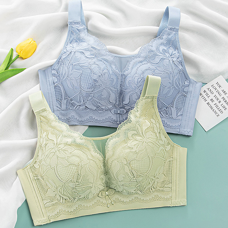 Anti-glare Underwear Women's Thin Large Chest Showing Small Gathering Accessory Breast Adjustable Women's Large Size Bra without Steel Ring