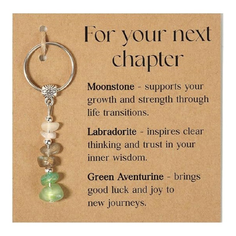 Amazon's Best-Selling Cross-Border Keychain Pendant in Europe and America, Moonstone Pink Crystal Wholesale Crushed Stone Key Gift
