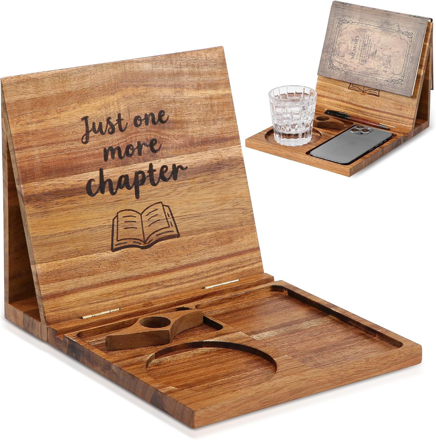 Wooden Foldable Bookshelf Triangular Reading Rack Desktop Book Holder Bedside Table Storage Rack Mobile Phone Holder