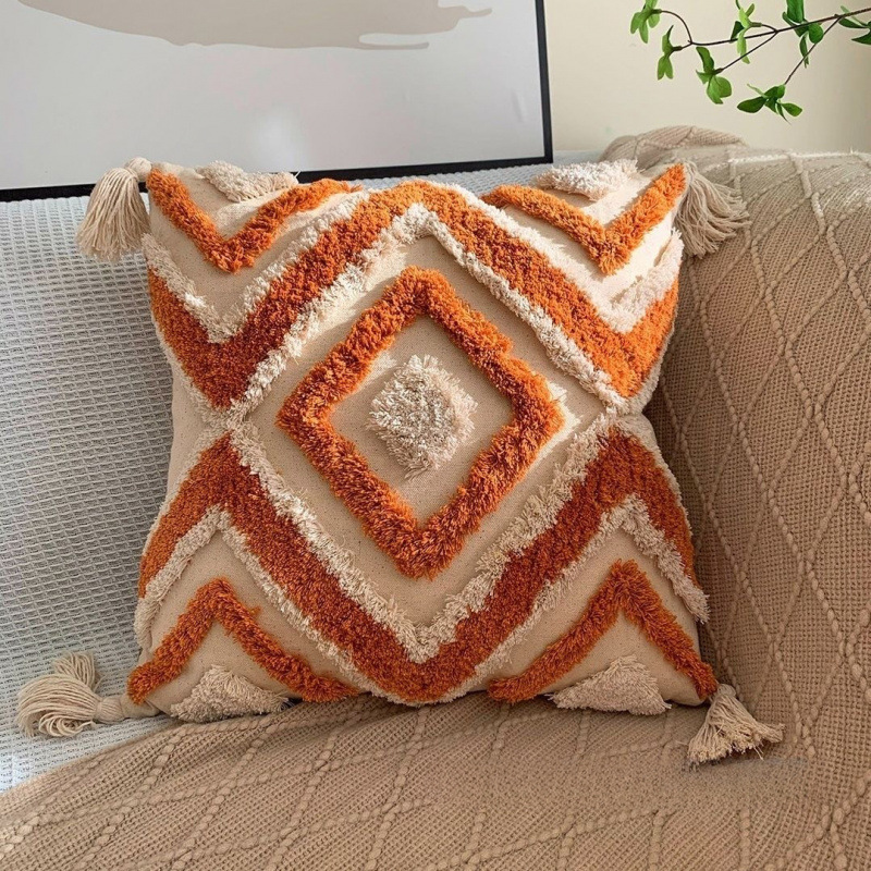 Nórdico abrazos rojos Simia funda de almohada de lujo ligero sofá sala de estar almohada de borda cojín