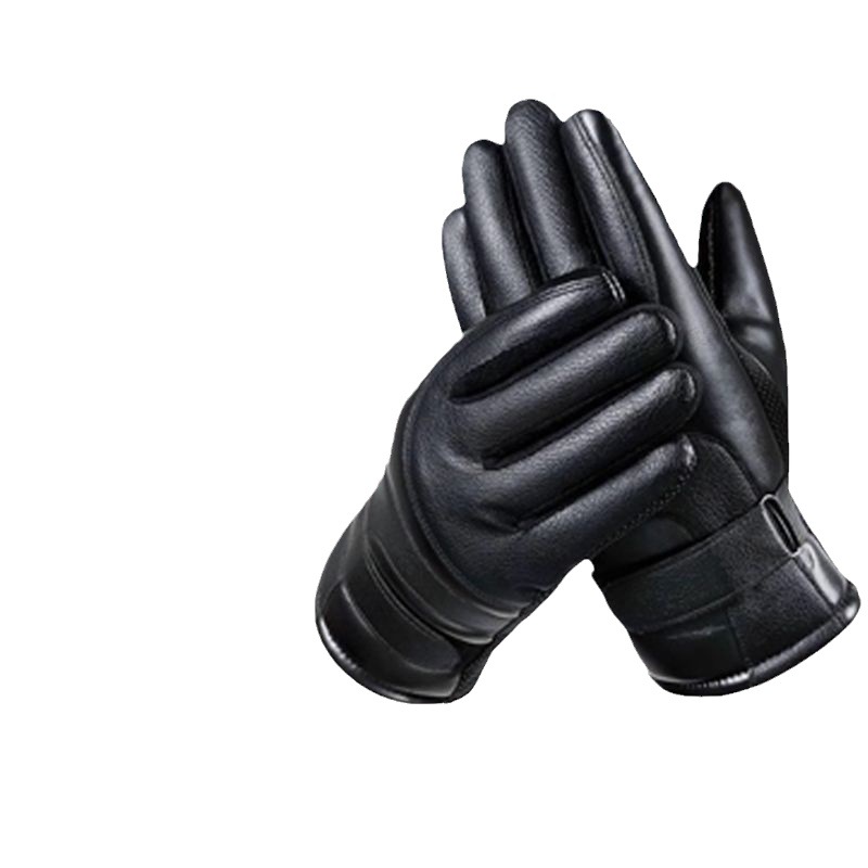 Guantes de cuero de invierno para hombres y mujeres guantes de motocicletas eléctricas con algodón más grueso guantes de calor a prueba de viento