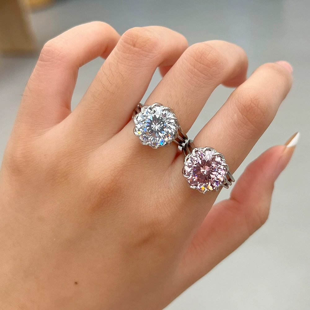 Ring, nail sequins with zircon, silver 925 sample