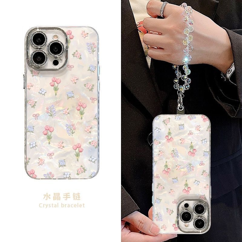 满屏碎花手链适用苹果15/iPhone16手机壳华为Mate70/Pura80贝壳纹|undefined