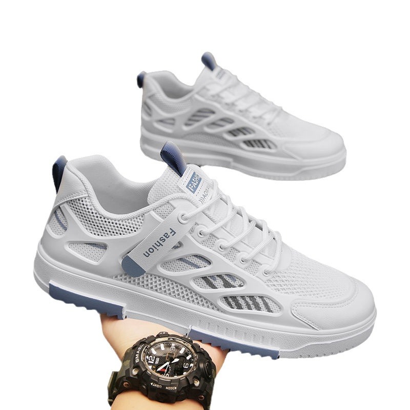 Zapatos de hombre nuevos zapatos blancos de verano de moda coreana versátil zapatos de skate transpirables juveniles zapatos deportivos casuales de moda para hombres