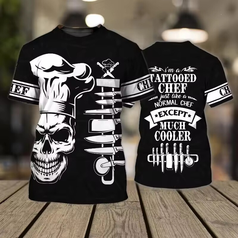 2025 Summer Men's Chef T-Shirt 3D Printed Clothes Round Neck Short Sleeve Shirt Fashion Streetwear 2025 Summer Men's Chef T-Shirt 3D Printed Clothes Round Neck Short Sleeve Shirt Fashion Streetwear