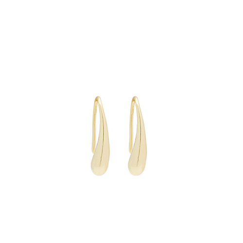 Korean cold style ins water drop gold design earrings Internet celebrity versatile, exquisite, compact and versatile Hong Kong style earrings