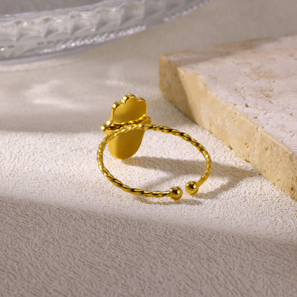 3g Weight 0.03µm-0.05µm Gold Plating Thickness PVD Coated Gold Plating Process Real Gold Plated Plating Material Open Rings Classification 1 Piece Quantity Holiday, Daily Occasion 304 Stainless Steel Material Flower Pattern All Seasons Season Women's Gender Vacation, Simple Style Style Waterproof Non Tarnish, Plating Craft PVD Coated Real Gold Plated Flower 304 Stainless Steel Vacation Simple Style Waterproof Non Tarnish Open Rings 4