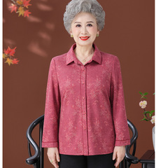 中老年人春装女衬衫奶奶夏装套装老太太老人衣服妈妈七分袖上仕淮