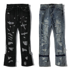 WHODECIDESWARJEANS 春夏 ヘビークラフト ルーズフィット 刺繍入りデニムパンツ メンズ トレンドブランド 刺繍入りパンツ