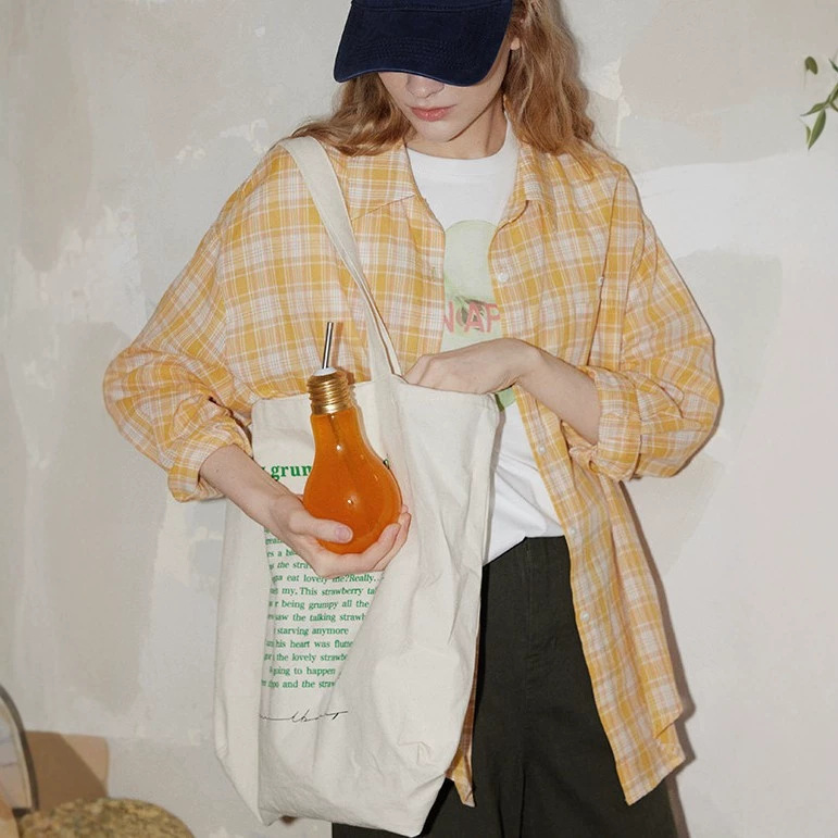 Bmlt [Fangyu Manzhang] Vitality Orange Plaid Shirt Japanese Style Lazy Color-Block Casual Loose Sun-Protective Long Sleeve Women's Shirt