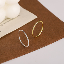 S925纯银无痕光面圆环戒指女素银圆圈极简冷淡风小众设计网红指环