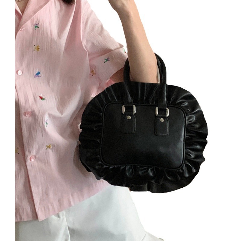 Internet-Berühmtheit Mona, die gleiche lässige kleine quadratische Handtasche aus dunkler Spitze, Umhängetasche, neuer Trend_voghion.com