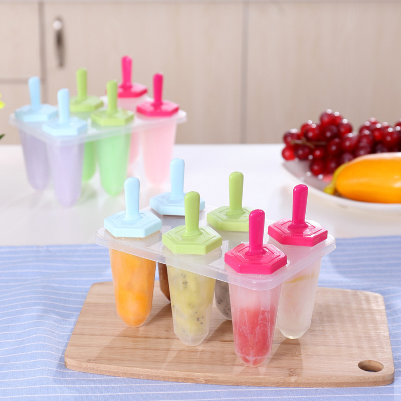 メーカー直販夏清涼解暑diy自作食品級pp連体6連アイスクリーム氷型|undefined