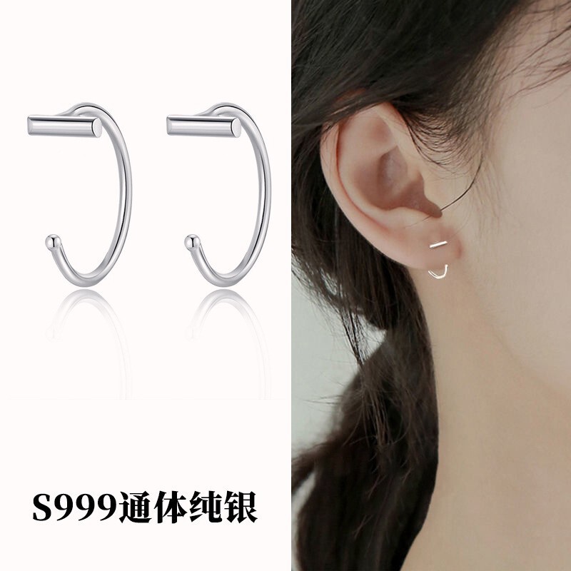 純銀イヤリング s999 純銀イヤリング 女性用 イヤリング シンプルで多用途、洗濯可能、就寝時も外さない、低刺激性のスターリングシルバーイヤーフック|undefined