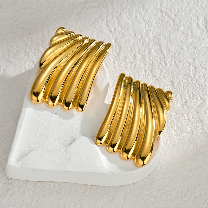 Серьги Tide: асимметричные из нержавеющей стали и 18K белого золота, простой элегантный дизайн, Style 1–5