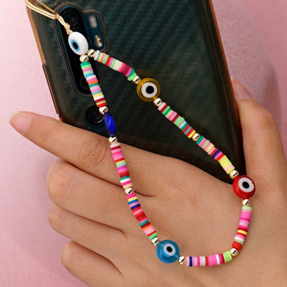 Devil's Eye Mobile Phone Charm Hand-woven Glass Eye Beads Mobile Phone Lanyard Wholesale display picture 1