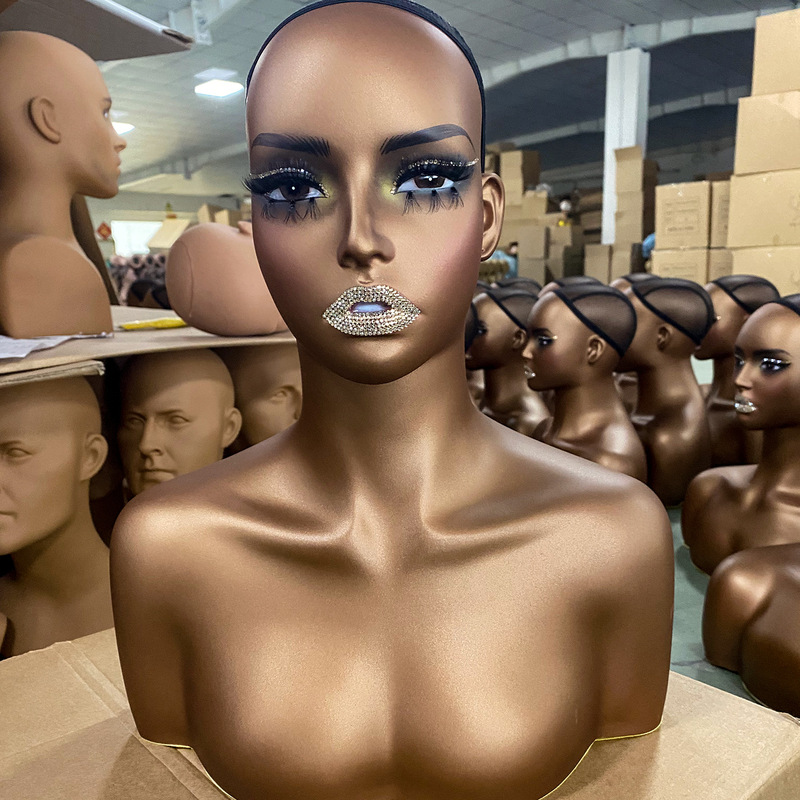 外国貿易ベストセラーブラックモデルヘッドアフリカ女性ウィッグヘッドモデル肩半身モデルヘッドマネキン|undefined